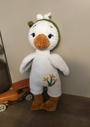 Renkli Detaylı Beyaz Peluş Oyuncak Ördek - Görsel 2