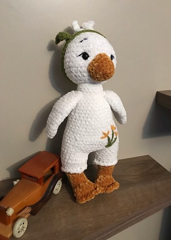 Renkli Detaylı Beyaz Peluş Oyuncak Ördek - Görsel 3