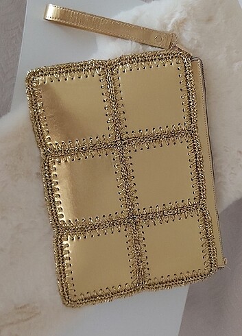  Beden altın Renk Gold clutch 