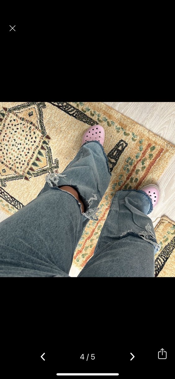 Gri Düğmeli Bol Kesim Midi Kot Pantolon - Görsel 5