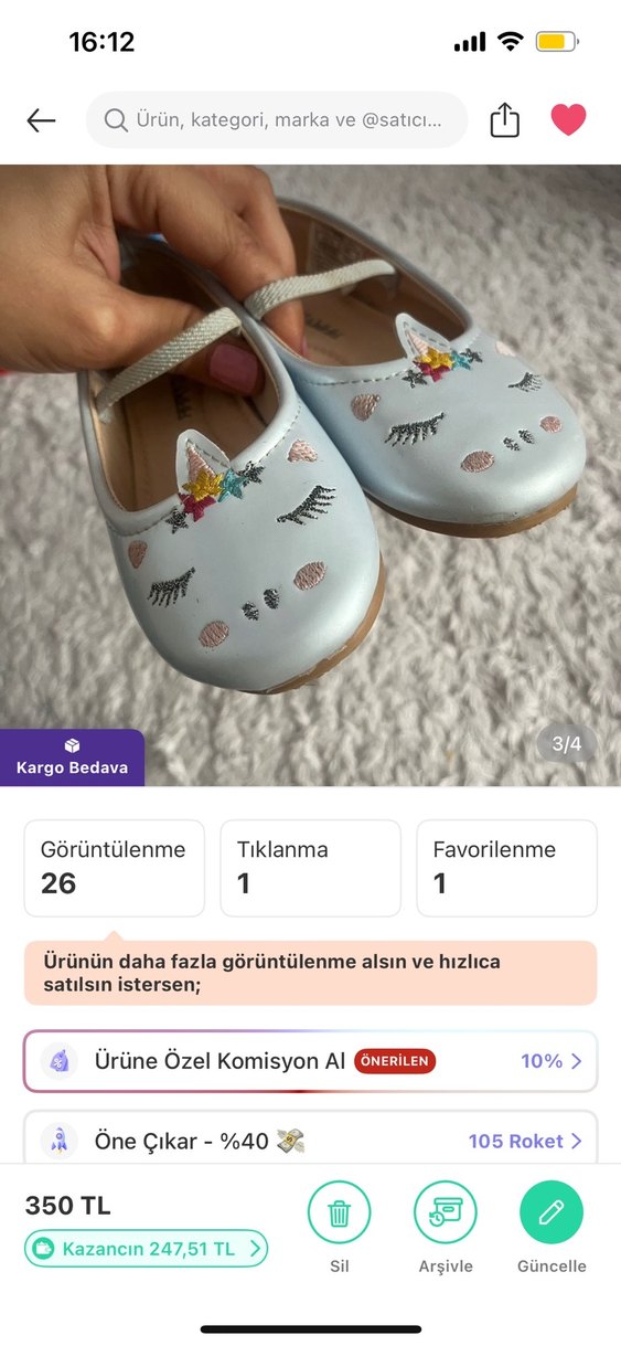Kız Çocuk Mavi Nakışlı Unicorn Babet - Görsel 3