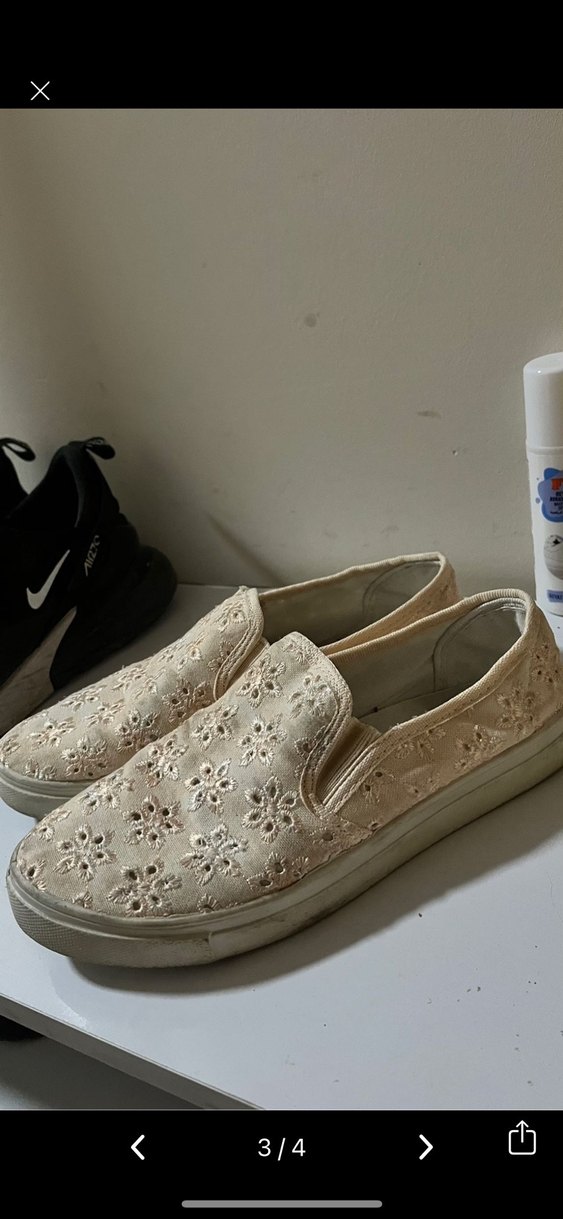 Beyaz Nakışlı Kadın Vans tarzı Spor Ayakkabı - Görsel 3