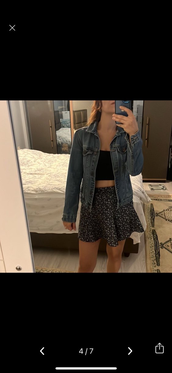 Düğmeli Mavi Kadın Kot Ceket - Görsel 2