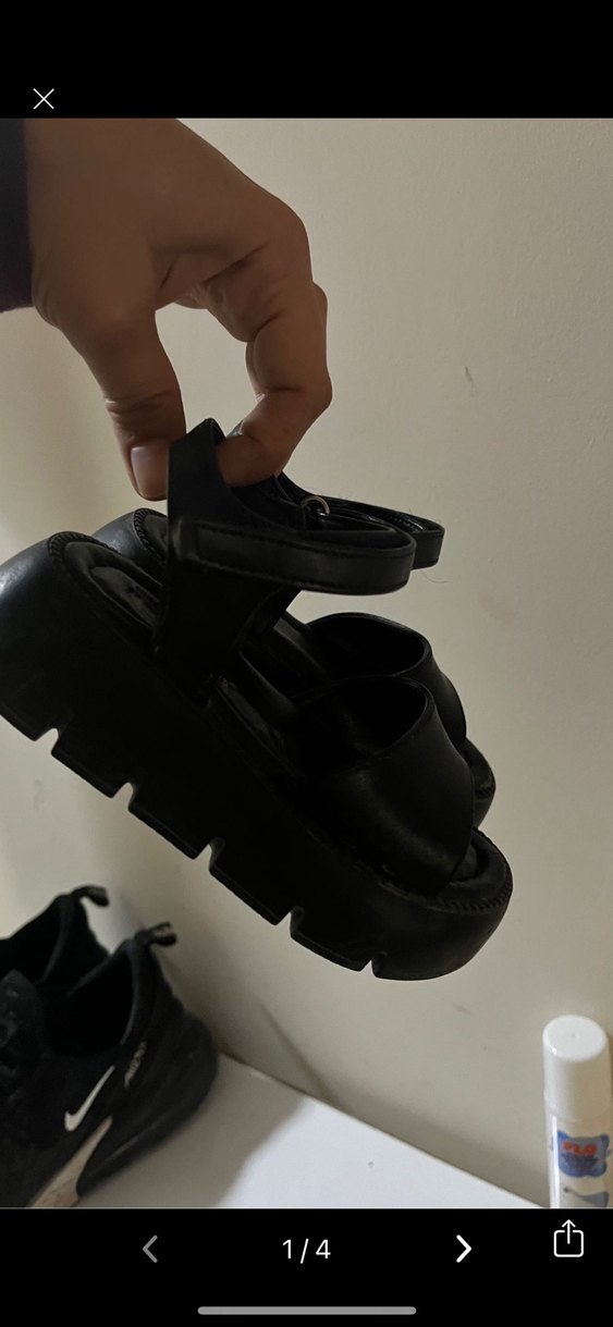 Siyah kız çocuk Dolgu Topuklu Sandalet - Görsel 3