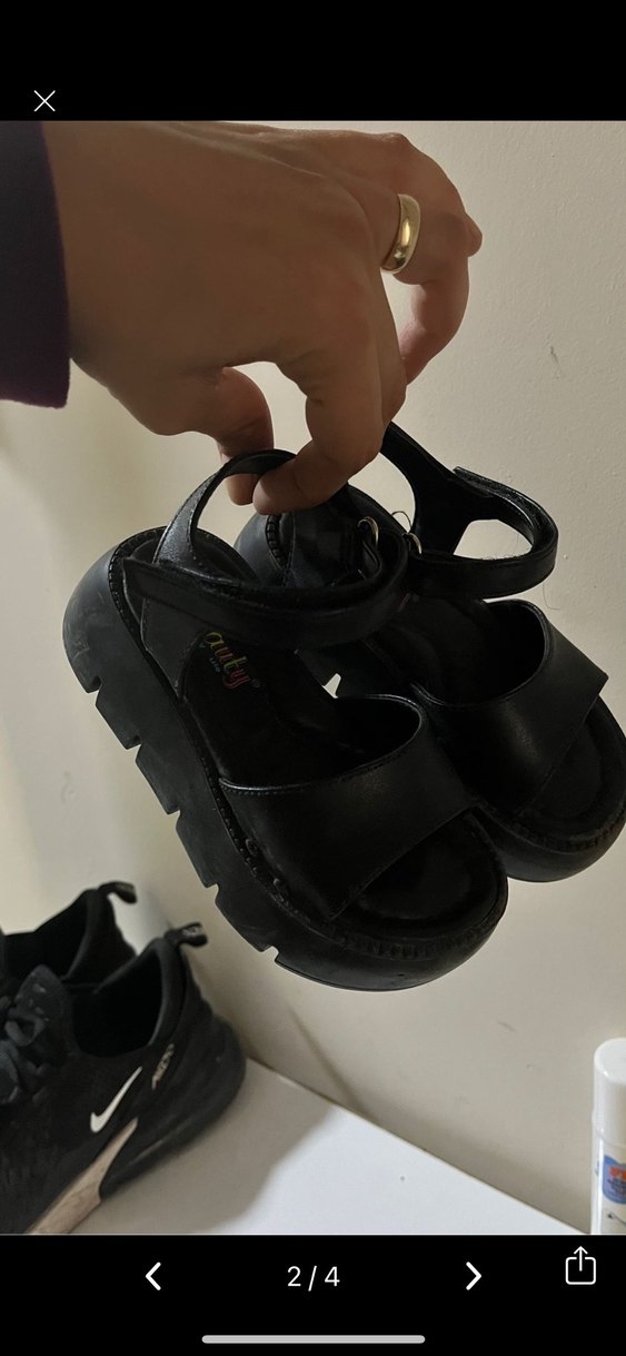 Siyah kız çocuk Dolgu Topuklu Sandalet - Görsel 4