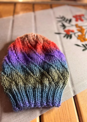 Renkli Örgü Kadın Bere boyunluk - Görsel 3