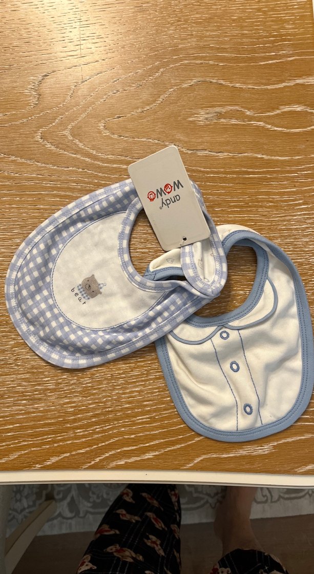 Nakışlı Mavi Bebek Önlüğü Seti(2li set) - Görsel 2