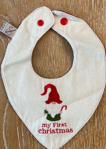 Kırmızı Renkli Baskılı Yılbaşı Temalı Bebek Önlüğü - Görsel 2