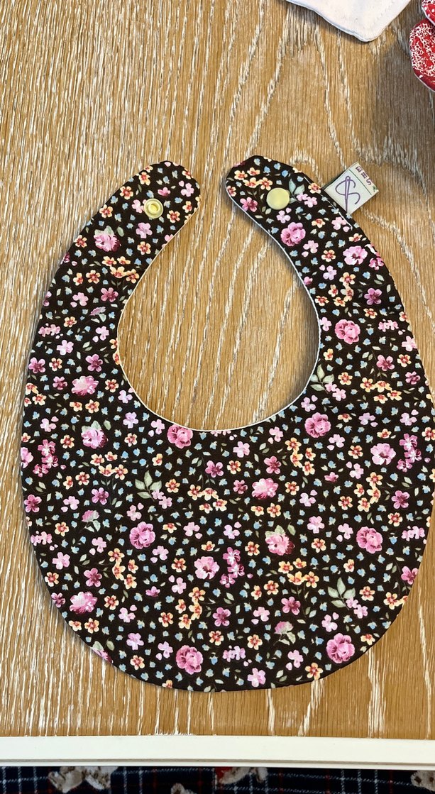 Nakışlı Pastel Kahverengi/Beyaz Çift taraflı Bebek Önlüğü - Görsel 2