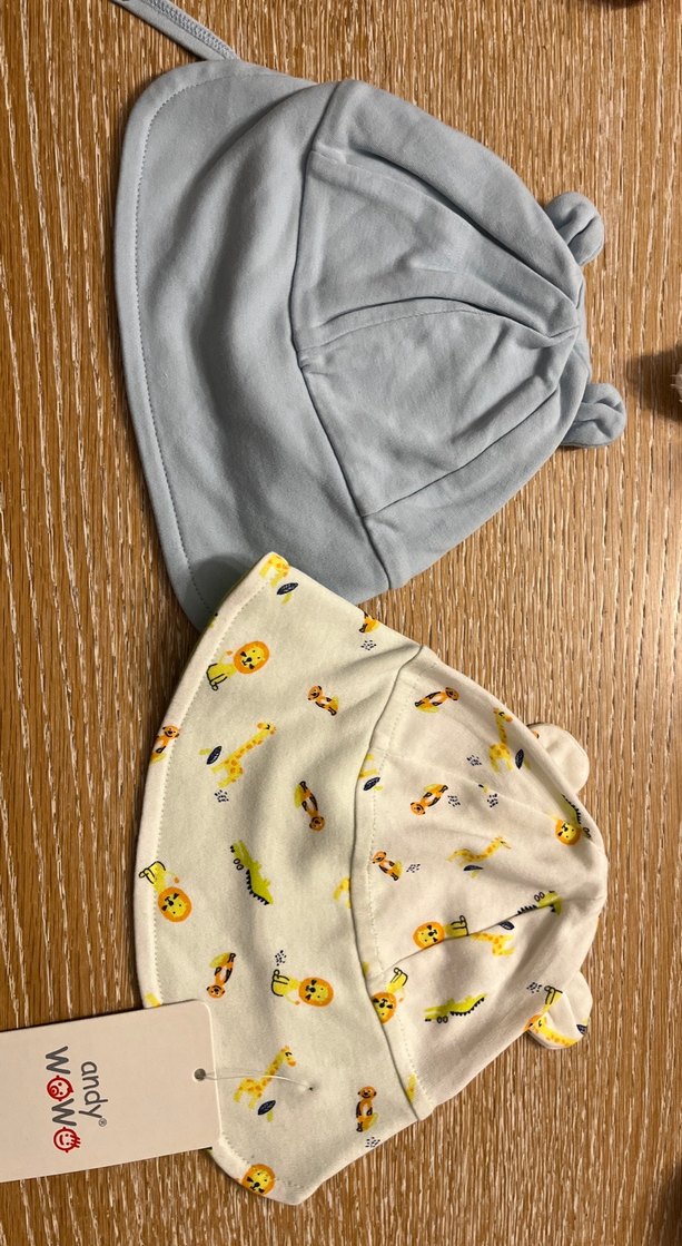 Çocuklar için desenli ve mavi/beyaz kapüşonlu şapka(2li) - Görsel 2