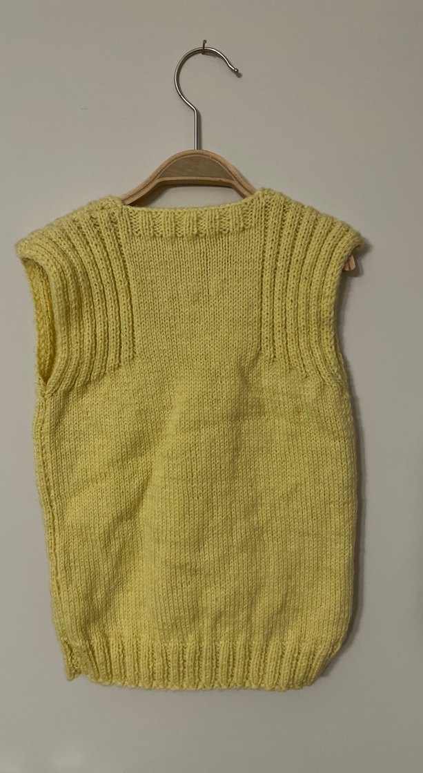 Sarı Örgü Yelek Kız/Erkek Bebek V Yakalı (12-18 ay) - Görsel 2