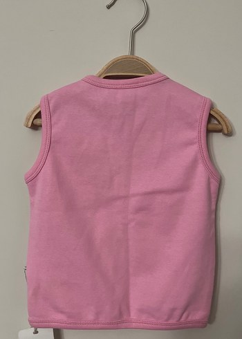 Düğmeli Pembe Kız Çocuk Yeleği Organik Pamuklu - Görsel 2