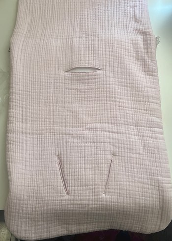 Nakışlı Pembe Keten Bebek Arabası Uyku Tulumu - Görsel 4