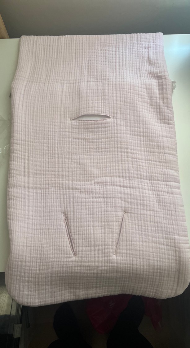 Nakışlı Pembe Keten Bebek Arabası Uyku Tulumu - Görsel 4