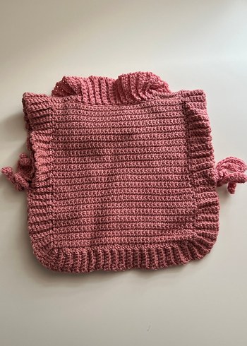 Kız Çocuk Pembe Triko Panço/Sueter - Görsel 3