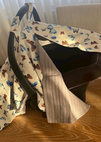 Gri Baskılı Bebek Puset Örtüsü - Görsel 2