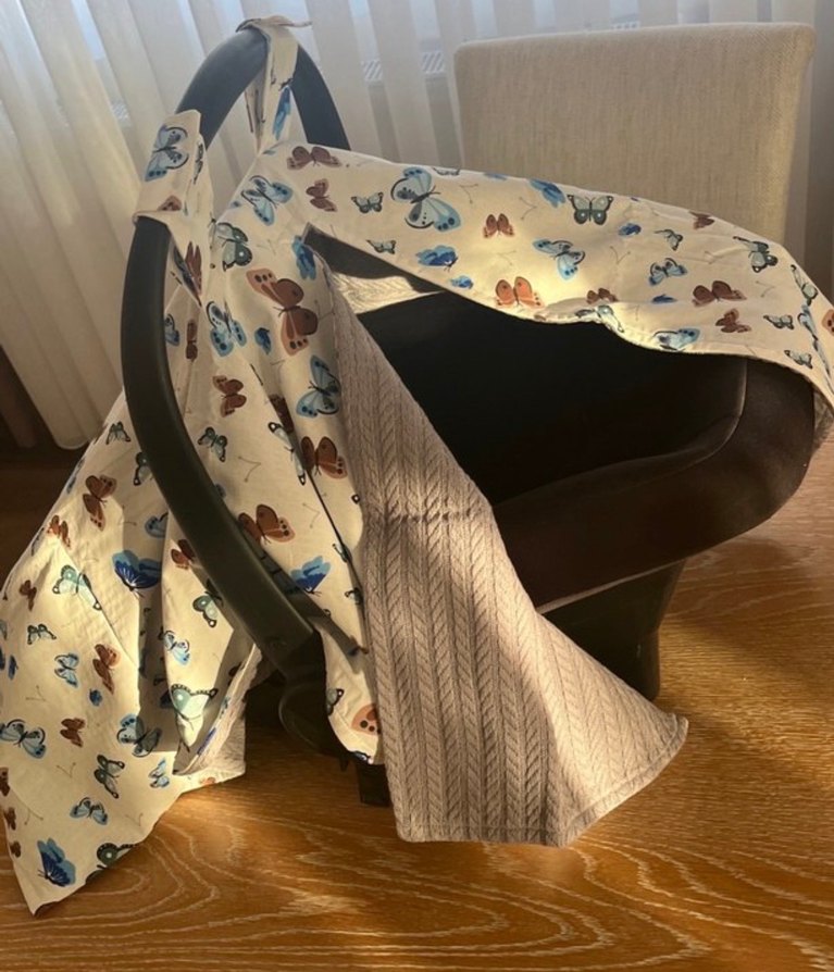 Gri Baskılı Bebek Puset Örtüsü - Görsel 2