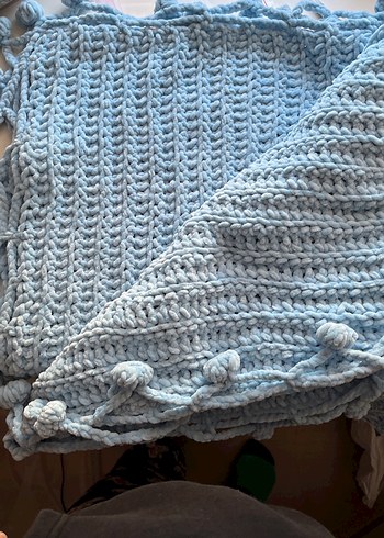 Mavi Örgü Çocuk Battaniyesi (100x120) - Görsel 2