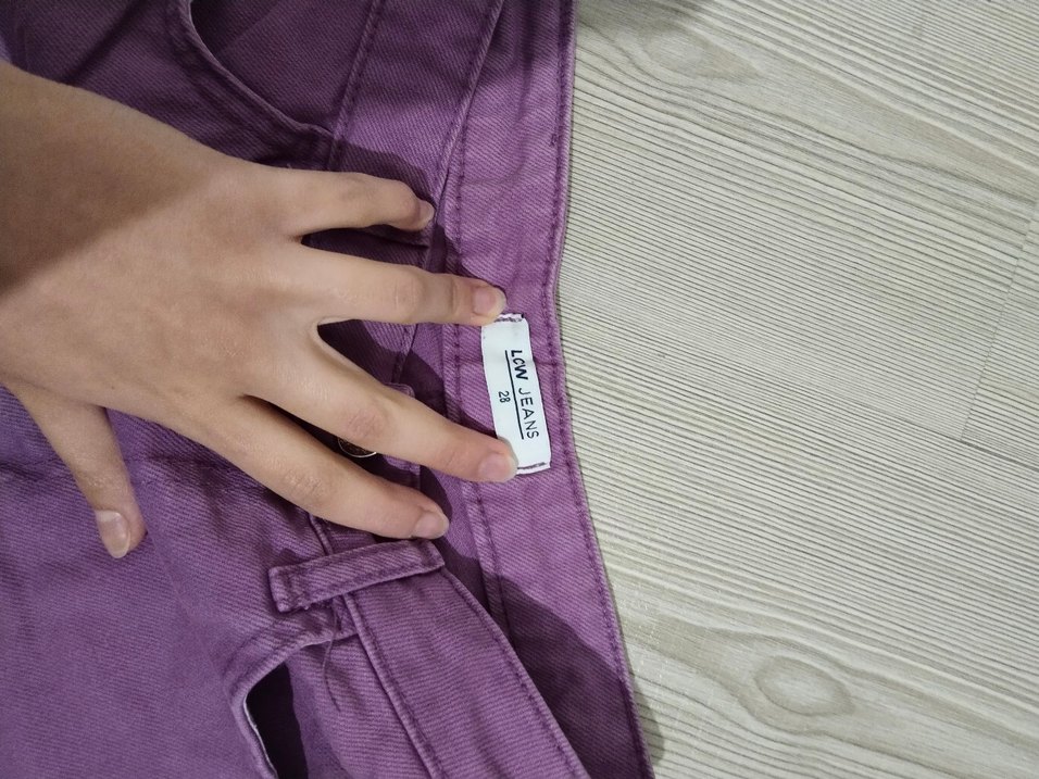 Düğmeli Mor Mini Kot Şort - Görsel 3