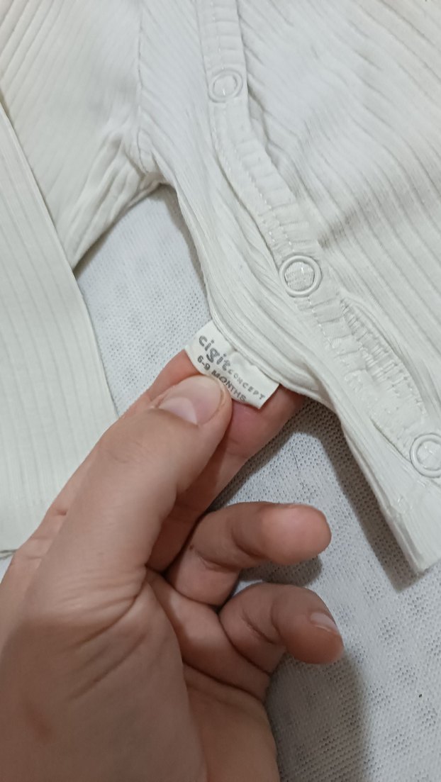 Beyaz Uzun Kollu Bebek Takımı Pamuk - Görsel 2