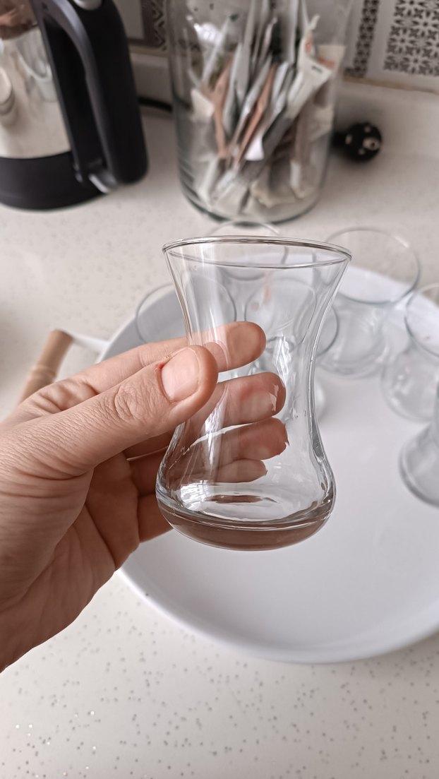 Şeffaf Cam Bardak Seti ve Desenli Tabak - Görsel 5