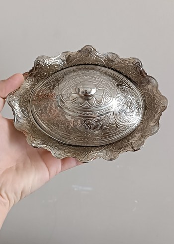 Parlak Yılan Desenli Kapaklı gümüş şekerlik - Görsel 2