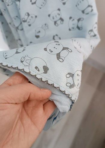 Gri Desenli Panda battaniye - Görsel 3