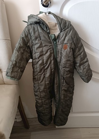 Haki Fermuarlı Erkek Bebek Kayak Tulumu