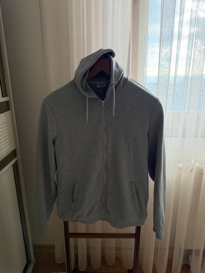 Gri Fermuarlı Erkek kapüşonlu - Görsel 2