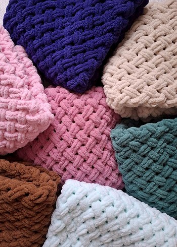 KAMPANYA!!puffy Pastel Renkli Örgü Çocuk Battaniyesi - Görsel 4