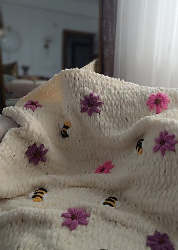 Nakışlı Beyaz Pastel bebek Battaniyesi - Görsel 2