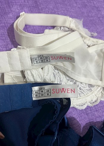 Vintage Dantel Beyaz ve lacivert Sütyen Seti - Görsel 2