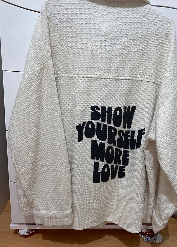 Örme oversize cepli gömlek - Görsel 2