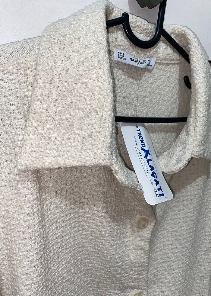 Örme oversize cepli gömlek - Görsel 3