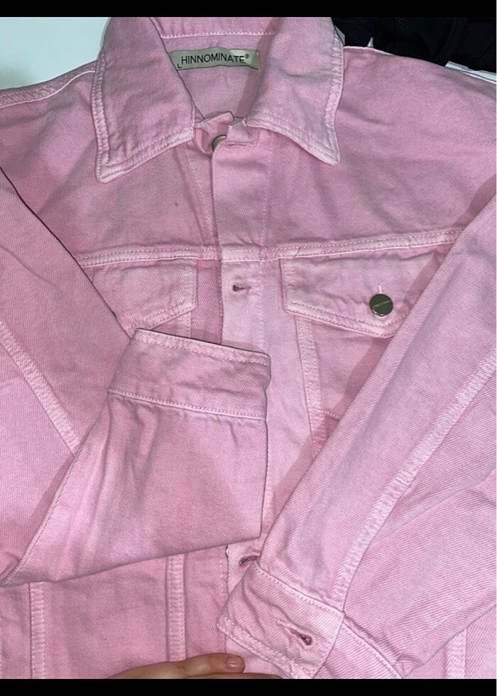 Pembe kot ceket kalın - Görsel 3