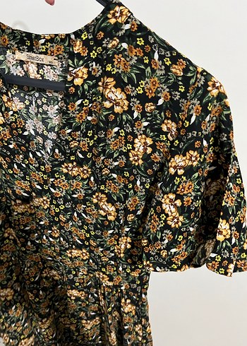 Çiçek Desenli V Yakalı Midi Bohem Elbise - Görsel 3