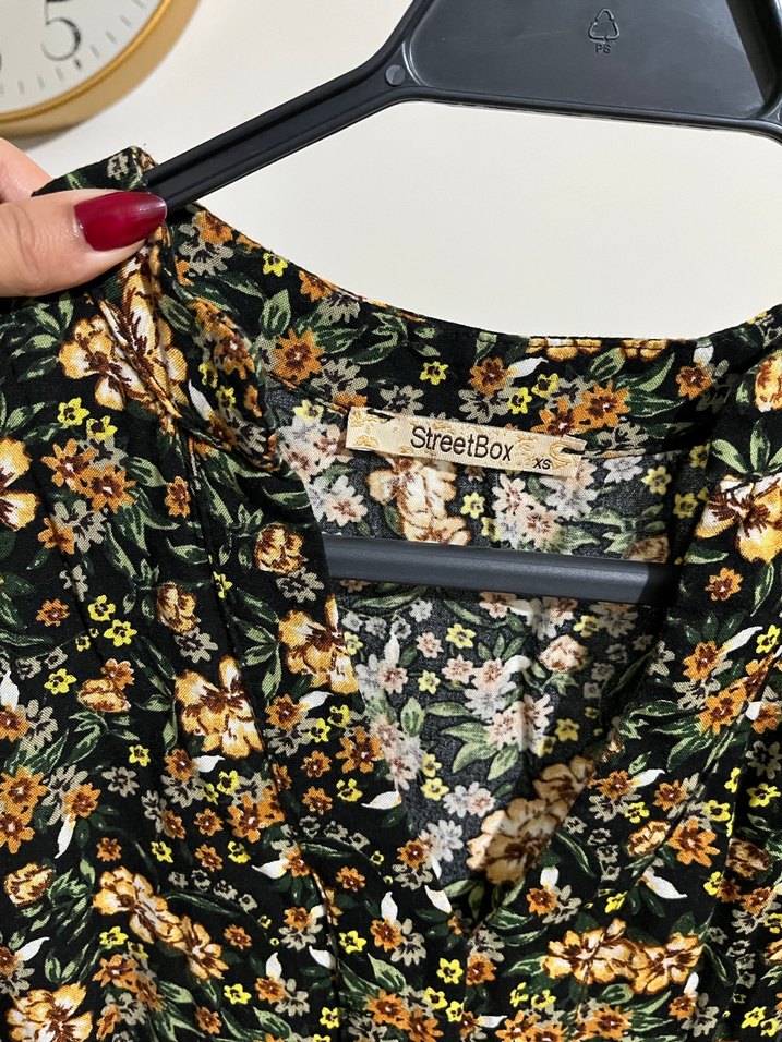 Çiçek Desenli V Yakalı Midi Bohem Elbise - Görsel 5