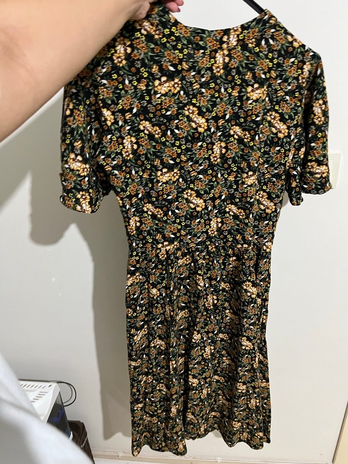 Çiçek Desenli V Yakalı Midi Bohem Elbise - Görsel 2