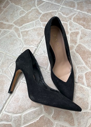 Zara Siyah Süet İnce Topuklu Kadın Stiletto - Görsel 2