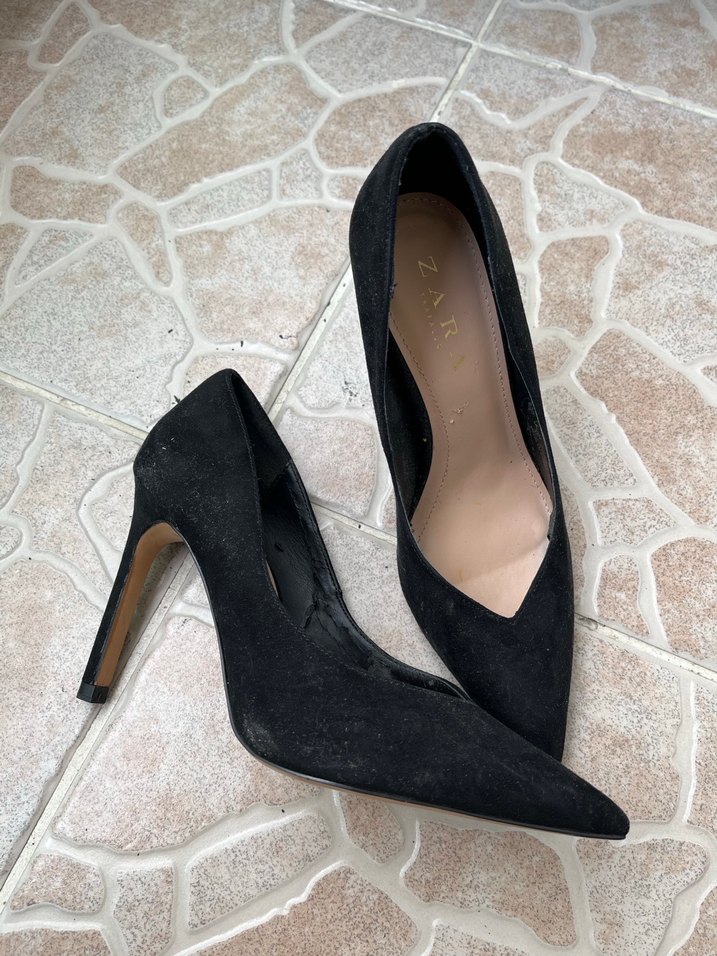 Zara Siyah Süet İnce Topuklu Kadın Stiletto - Görsel 2