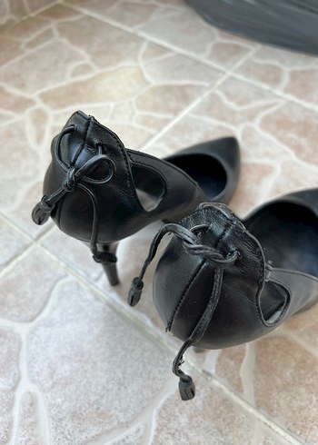 Klasik Siyah Deri Topuklu Stiletto - Görsel 6