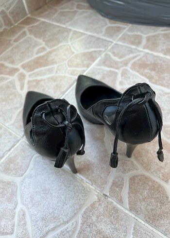 Klasik Siyah Deri Topuklu Stiletto - Görsel 7