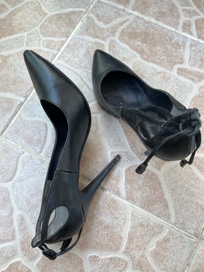 Klasik Siyah Deri Topuklu Stiletto - Görsel 2