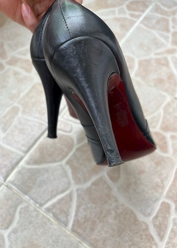 Siyah Deri Stiletto Topuklu Kadın Ayakkabı - Görsel 8