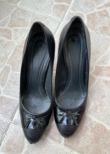 Siyah Deri Stiletto Topuklu Kadın Ayakkabı - Görsel 7