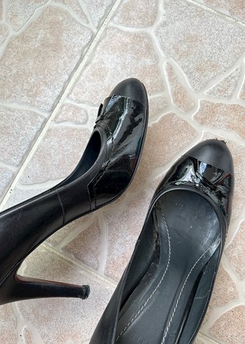 Siyah Deri Stiletto Topuklu Kadın Ayakkabı - Görsel 6