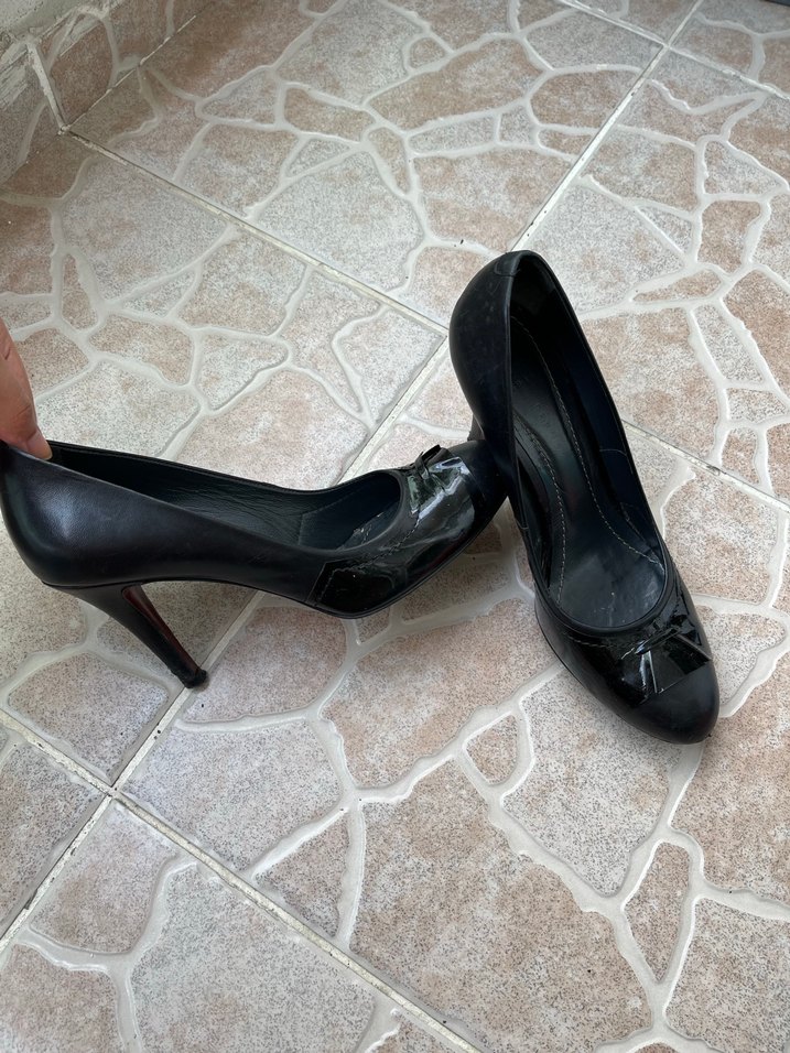 Siyah Deri Stiletto Topuklu Kadın Ayakkabı - Görsel 2