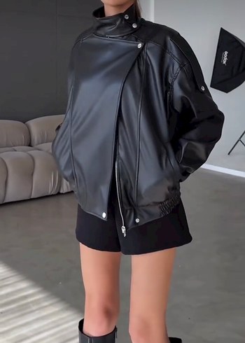 Zara ZARA VİRAL YENİ SEZON YSL Siyah Kadın Deri Biker Ceket