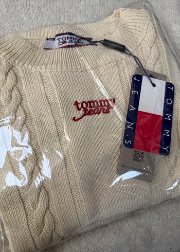 S BEDEN Tommy Jeans Beyaz Örgü Kazak