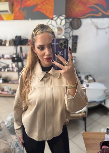 s Beden ZARA YENİ SEZON Bej nubuk OVERSİZE Kadın Bomber Ceket